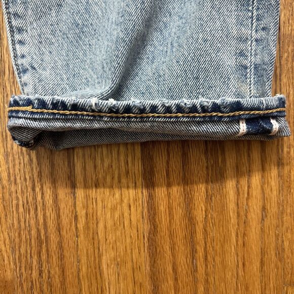 Levis Mens 501 Slim Taper Distressed Selvedge Denim Light Wash Jeans Size 35x30 - Picture 11 of 12